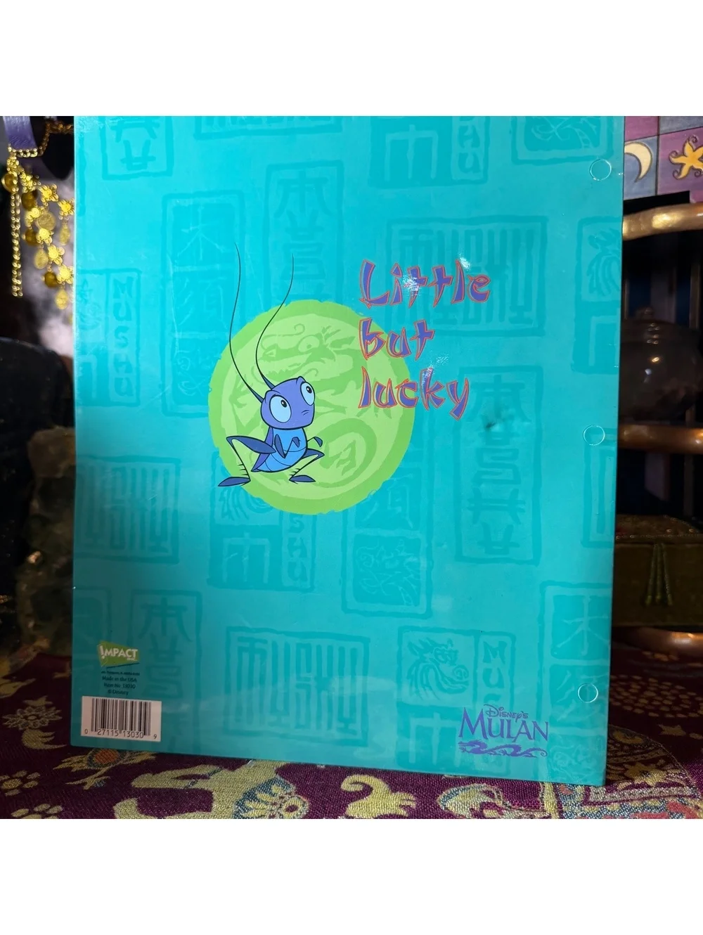 Vintage Y2k Mulan Mushu & Cri-kee 2 Pocket Portfolio School Folder Disney